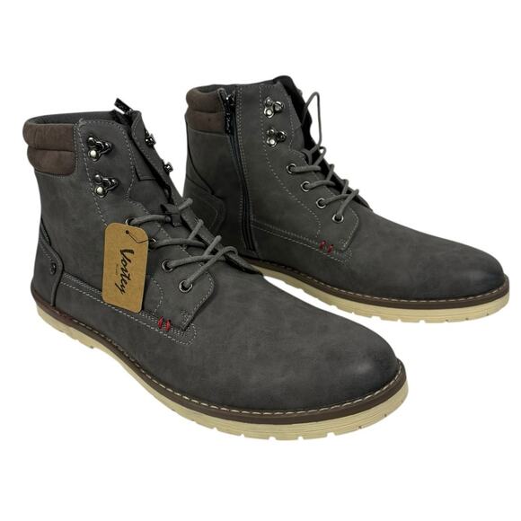 Vostey Men’s Boots Gray Boots for Men 13 Casual Boots Motorcycle Combat Ankle - Picture 2 of 5